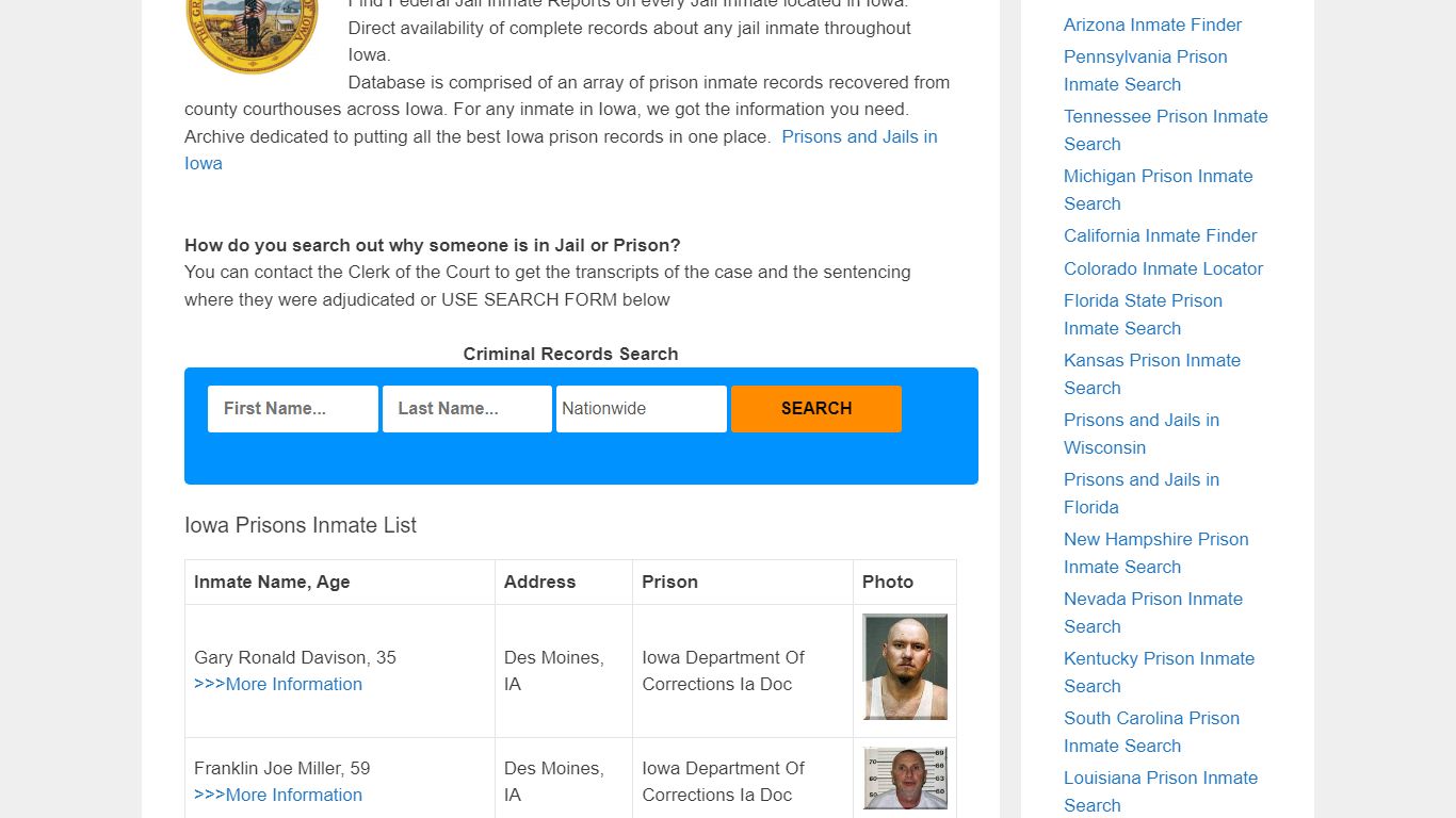 Iowa Prison Inmate Search – Locate Inmates & Criminal Records